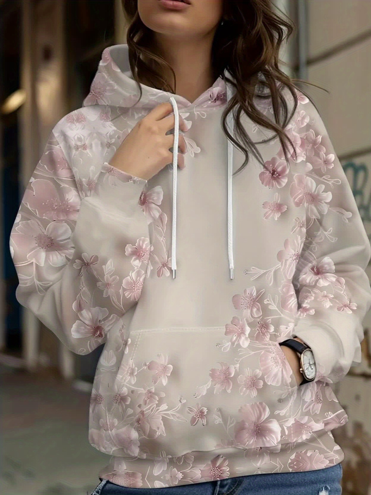 Plant Parent Hoodie - هودي نسائي كاجوال بنقشة زهور فرنسية،